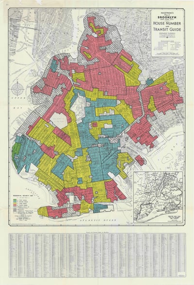 Redlined map of Brooklyn, NY